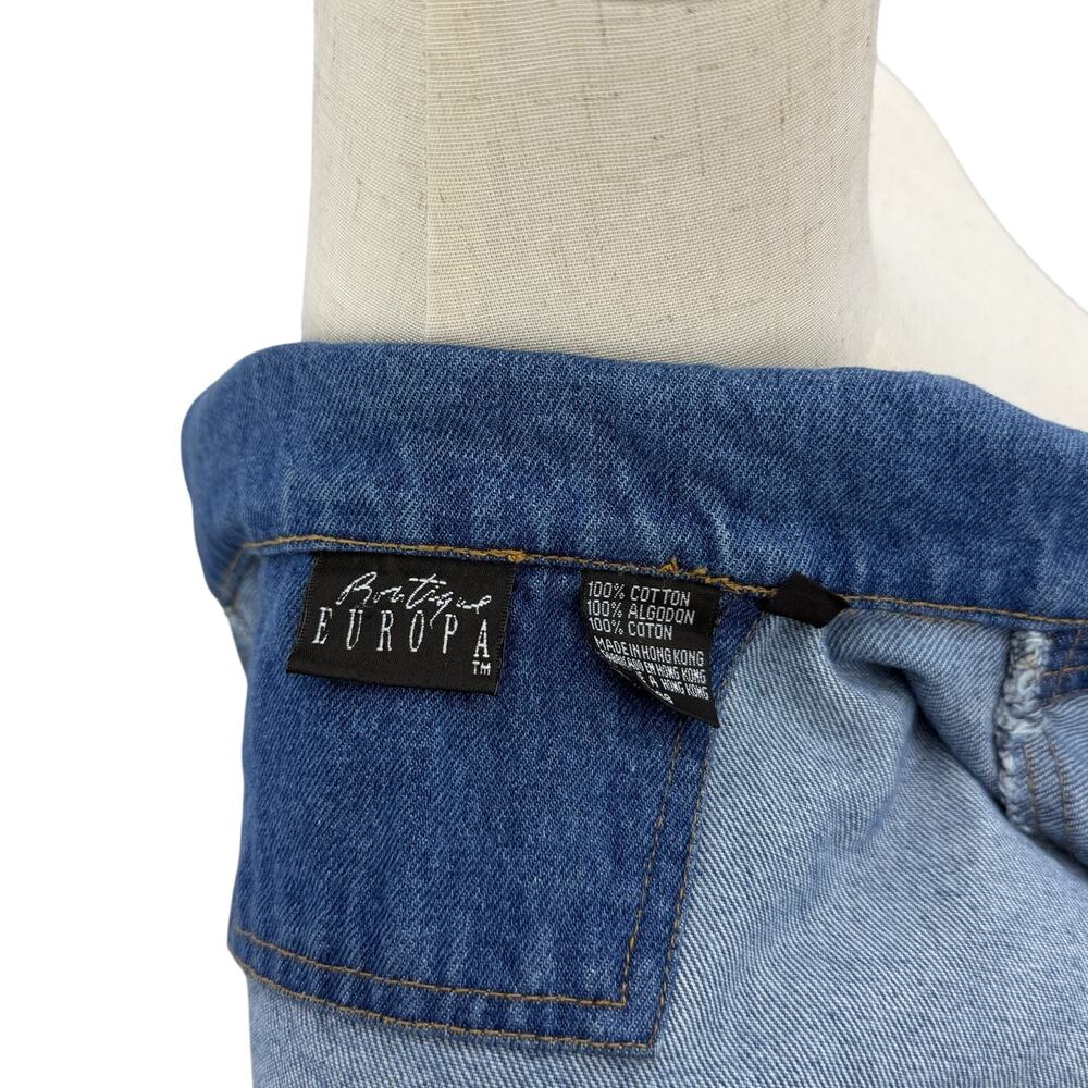 Vintage 90s Europa Denim Jacket Medium Southwestern Aztec Yoke Cowgirl Boho - Picture 9 of 10